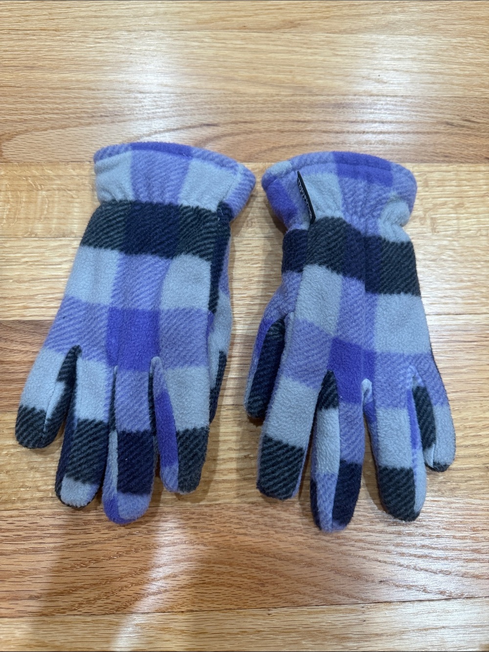 Purple Plaid Fleece Gloves